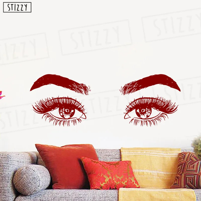 STIZZY Наклейка на стену женский Салон стикер девушка косметические ресницы плакат