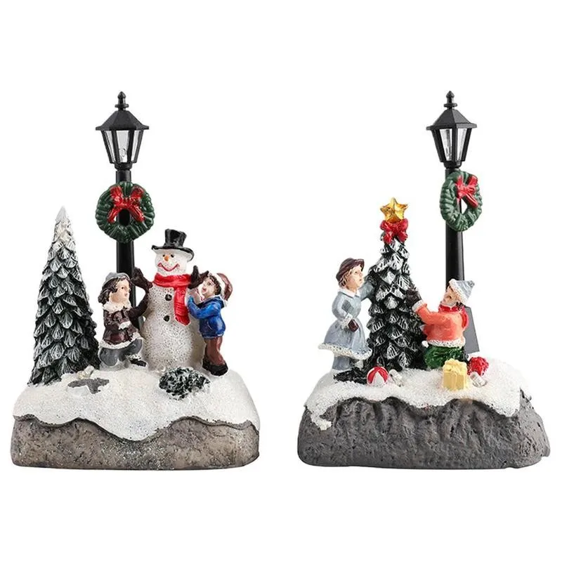 

Cute Christmas LED Lighted House Hand-Painted Tabletop Centerpieces Village Scene Light Up Decoration Holiday Gift