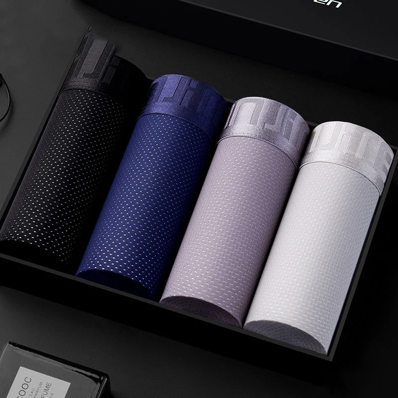 4pcs/Lot Men's Panties Male Underpants Man Pack Shorts ventilation Boxers Underwear Slip Homme Mesh Pants