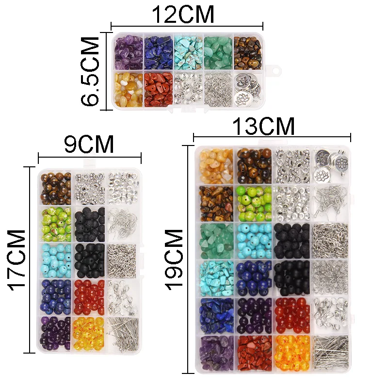 Комплект бусин из натурального камня 7 чакр 1 коробка