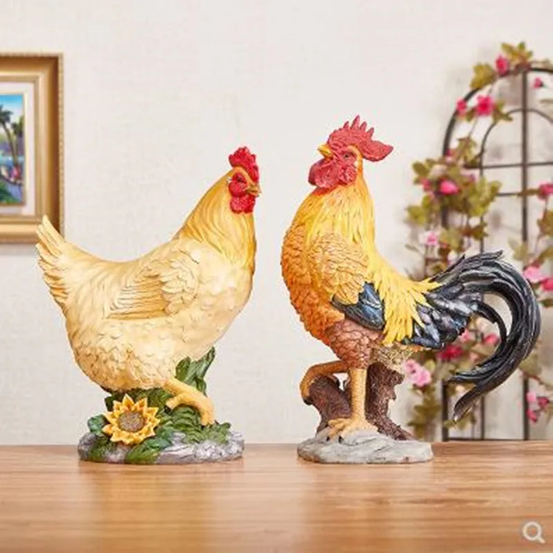 

Имитация статуи петуха и курицы, куриная скульптура, Креативные украшения для дома и сада