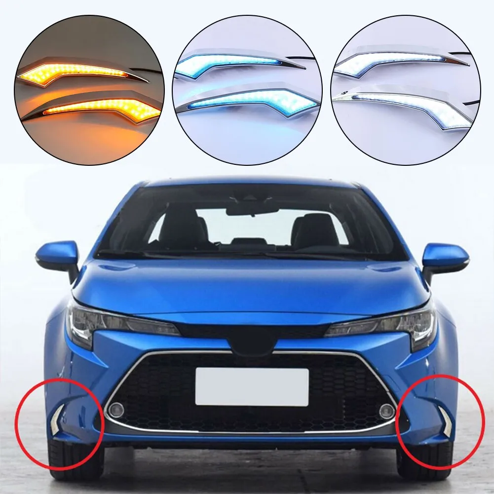 

High Quality 3 Color LED Daytime Running Lamps Front Bumper Fog Light DRL Light 12V For Toyota Ralink 2020-2022 Car Accessories