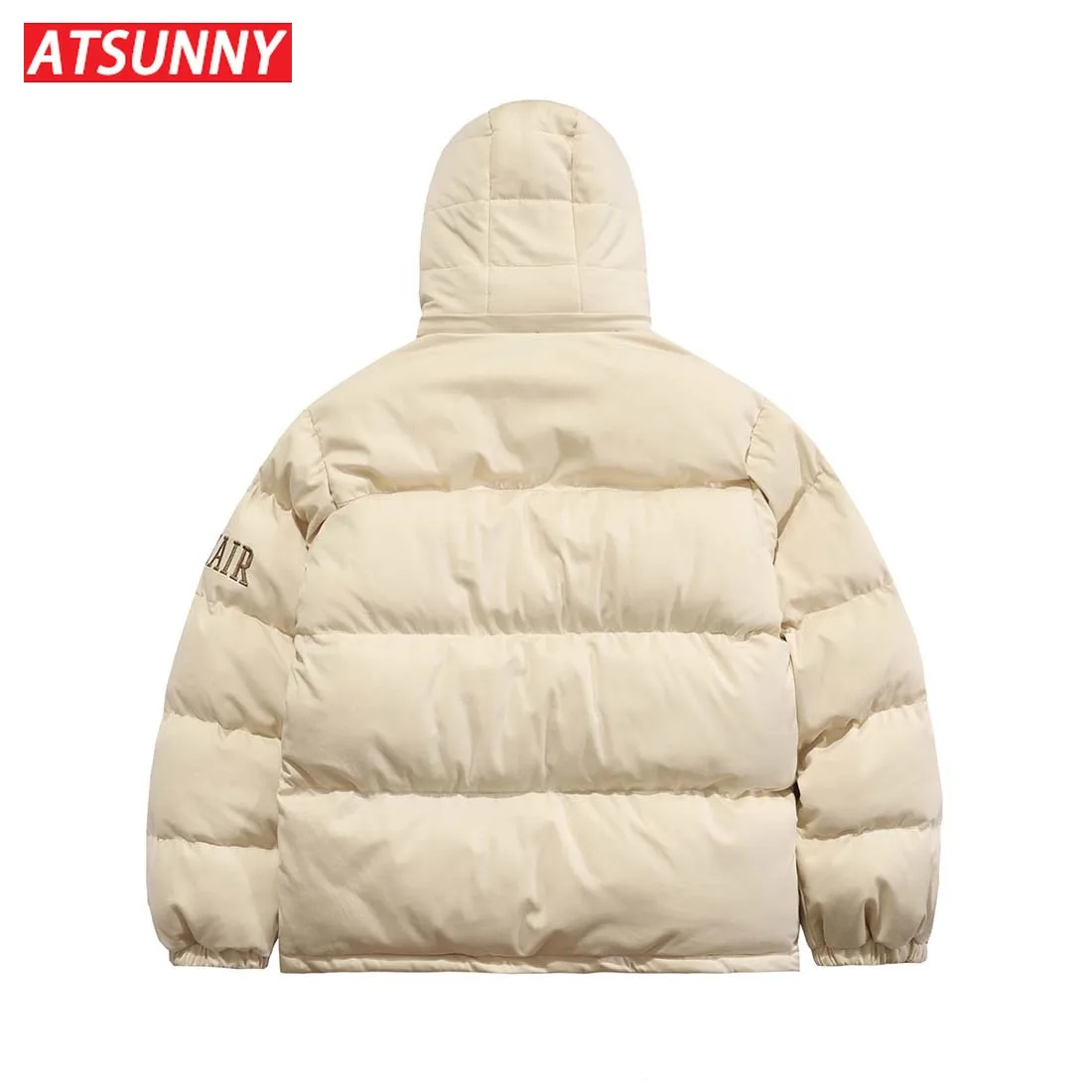 ATSUNNY American Retro Street Padded Jacket Padded Embroidered Letter Jacket Autumn and Winter Solid Color Couple Cotton Jacket