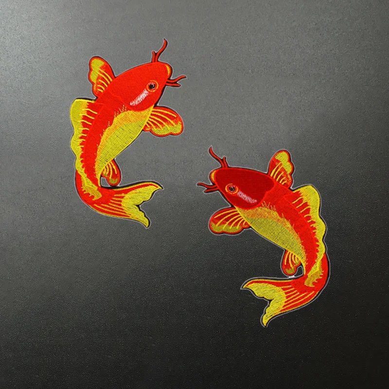 1 пара нашивок с красным карпом и рыбой аппликация для утюга аксессуары вышивки