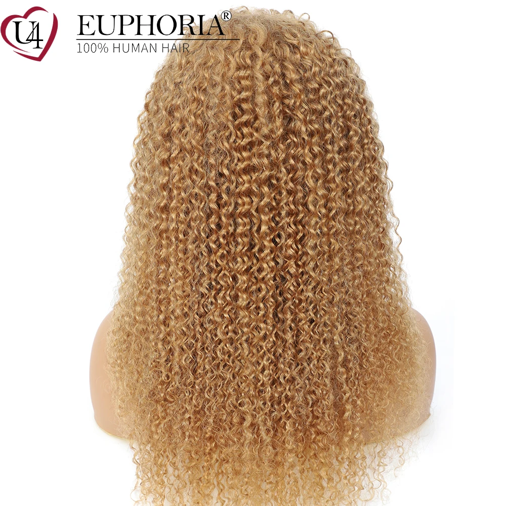 Блонд 27 кудрявые вьющиеся волосы парики с челкой Бразильские 9А Remy человеческие