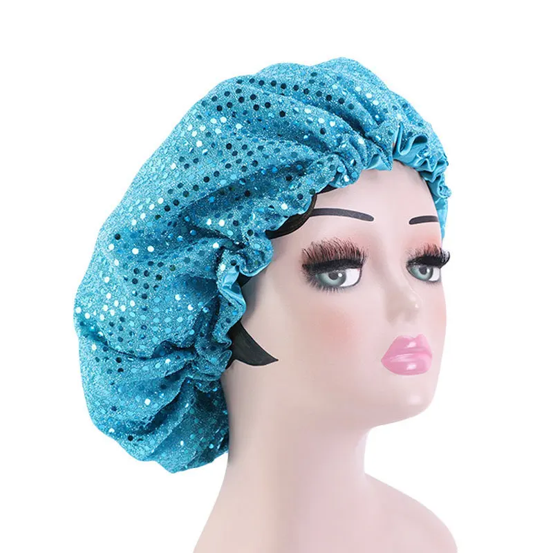 Шапка-тюрбан с блестками для женщин элегантная шапка сна в мусульманском стиле