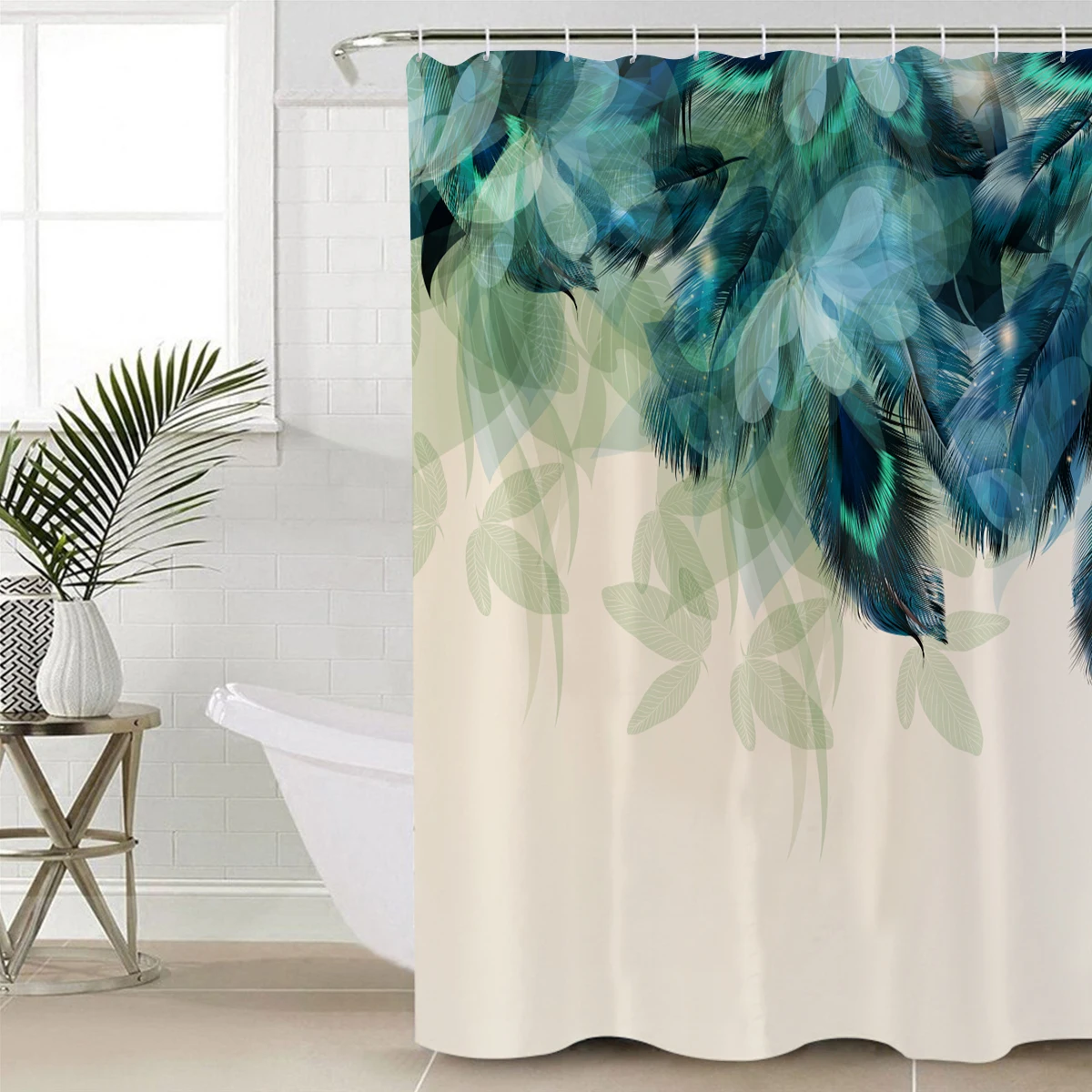 Красивое перо павлина занавеска для душа 3D вид Водонепроницаемая ванной