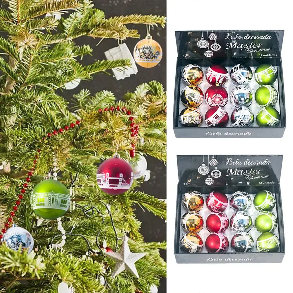 

Мини Рождественские шары, украшения 12 шт., инновационные небьющиеся елочные украшения, шары 4 стиля, декоративные подвесные шары