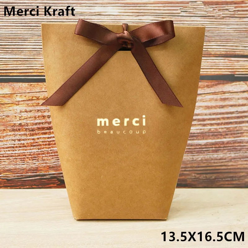 L Merci kraft 5 шт черно-белая Мерси спасибо подарочная упаковка конфеты крафт бумажный мешок Свадебные драже Подарочная коробка печенья подарочные пакеты упаковочные принадлежности - Цвет: L Merci kraft