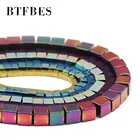 BTFBES, синий, золотой, фиолетовый, зеленый, светло-зеленый, квадрат, Форма гематит Натуральный камень свободные бусины для самостоятельного изготовления ювелирных изделий браслет Findings2346 мм