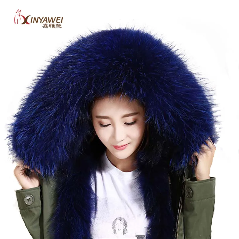 2019 новые модные шарфы подлинный меховой воротник енота зимнее женское пальто