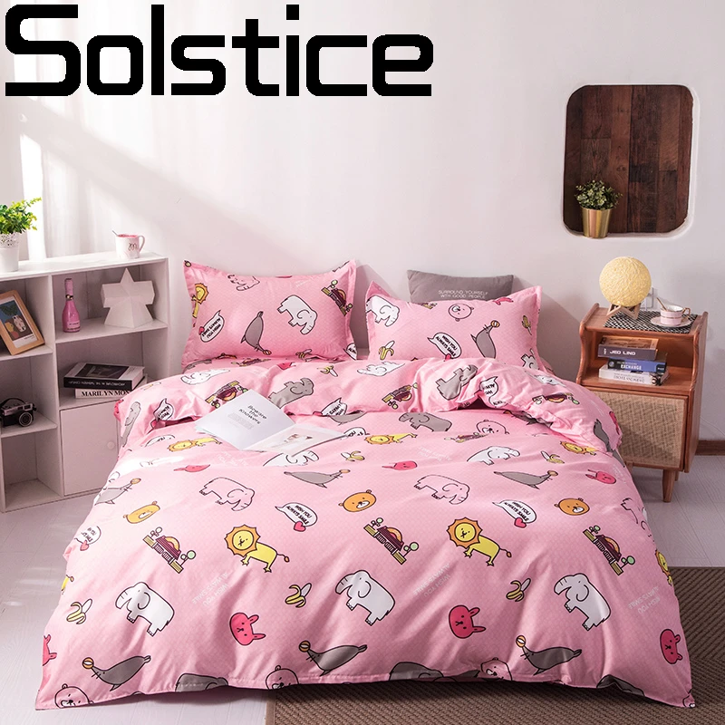 

Solstice Girl Pink Princess Bedding Sets Bed Sheet Duvet Cover Pillowcases Coverlet Sets Comforter Sets Cartoon Style 3-4pcs/set