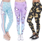 Леггинсы женские, с высокой талией, бесшовные, с принтом в виде единорога, звезд