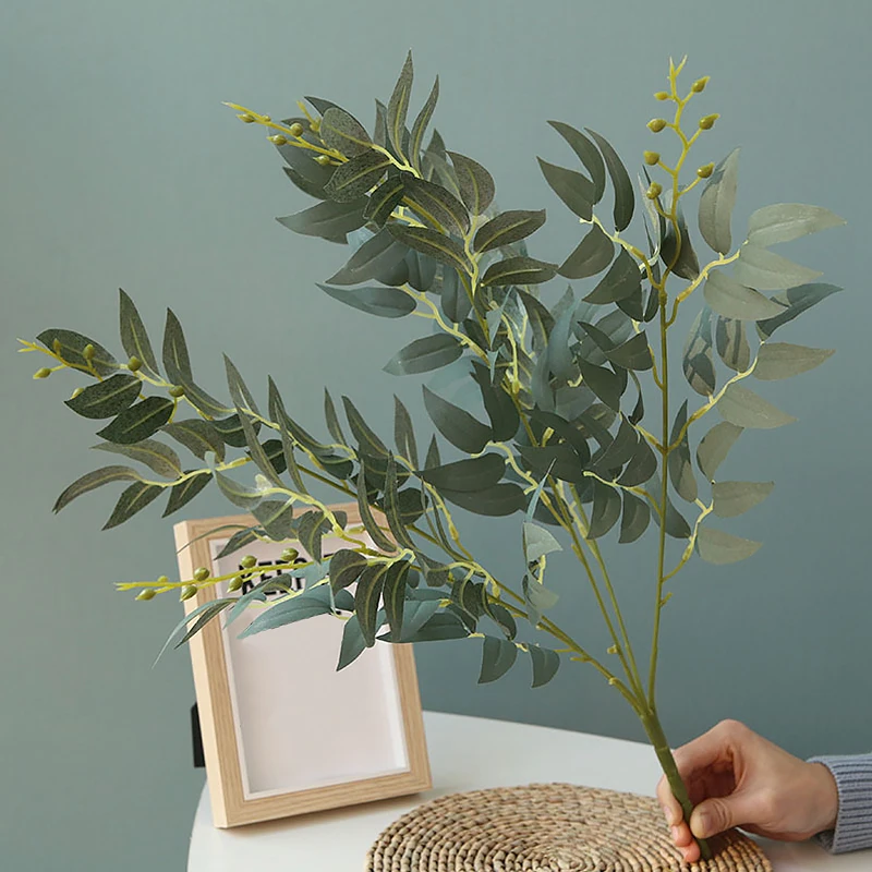 Искусственная ива листья Зеленый Белый Поддельные растения DIY искусственный букет Искусственные листва для свадьбы дома вечерние украшения