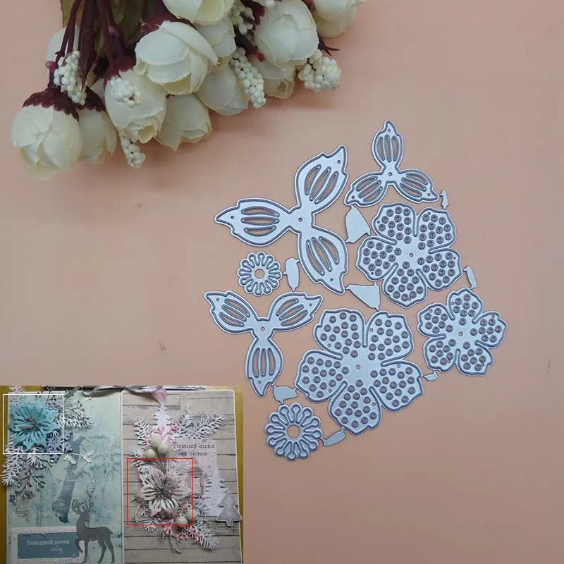 Металлический Трафаретный вырубной штамп die cut 8 шт. цветок листовая рессора сад