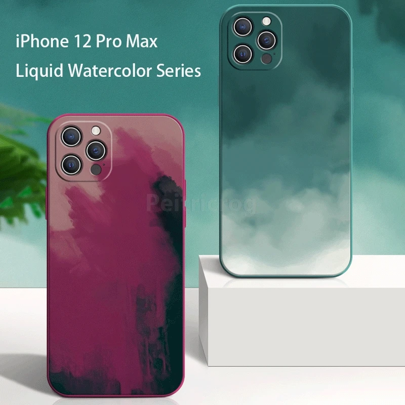 

Luxury Liquid Silicone Colorful Watercolor Soft Protective Case For iPhone 12 Mini 11 Pro X XR XS Max 8 7 Plus SE2020 Cover