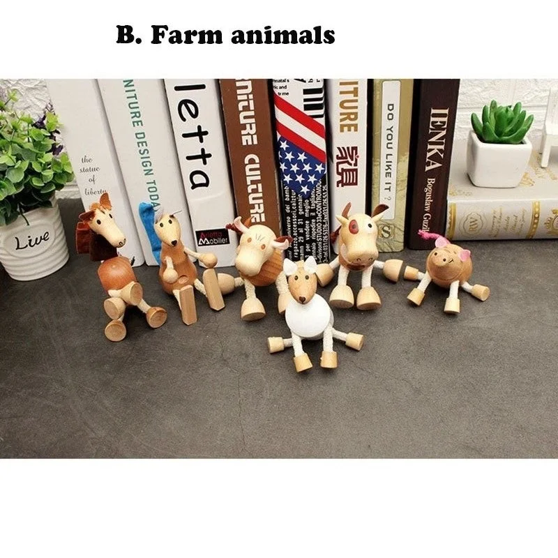 Дети мультфильм дикие деревянные модели животных игрушка/деревянные животные