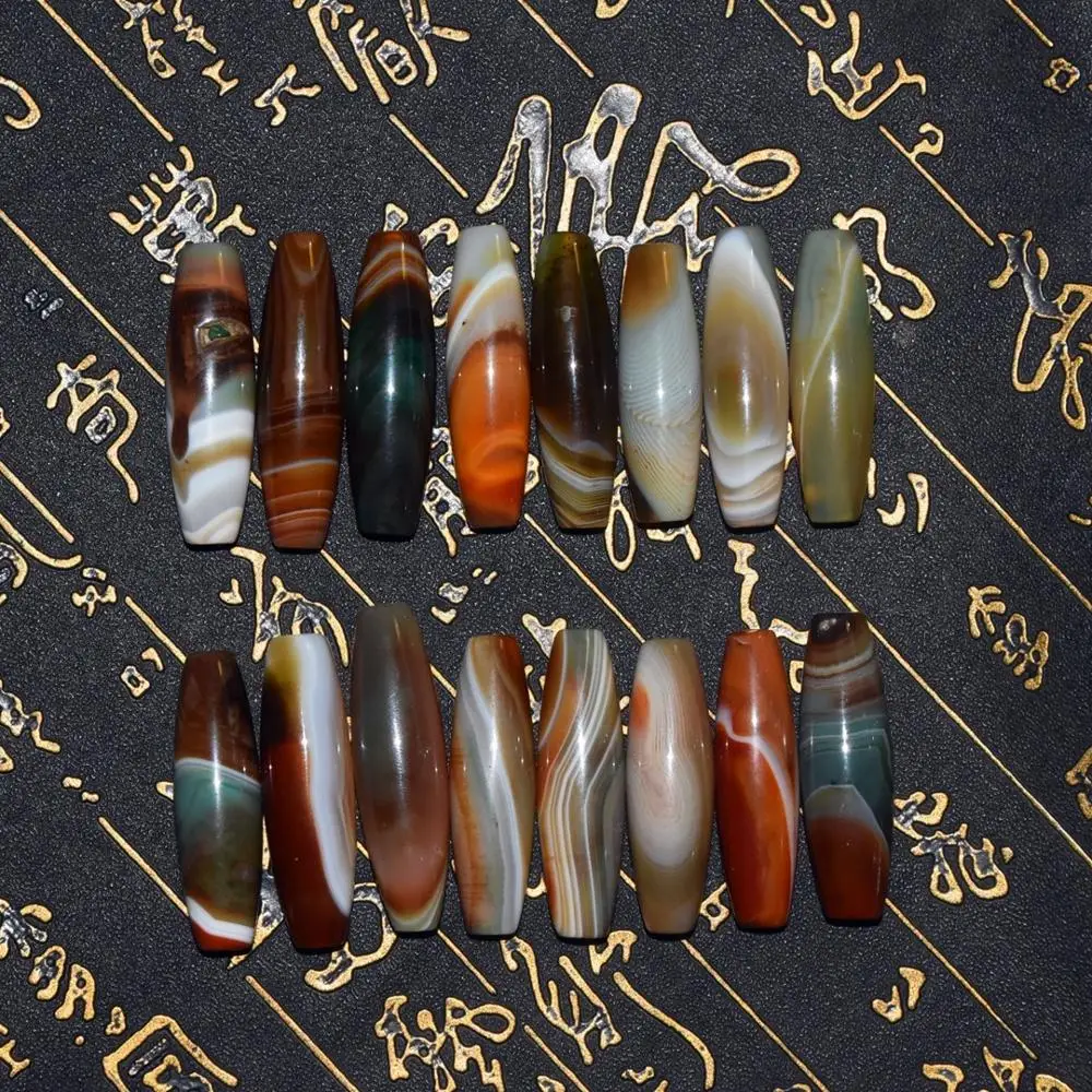 

Indian Agate Beads 13*48mm Oval Color Onyx Natural Lines DZI Men And Women Jewelry DIY Placement Jewelry Free Shipping