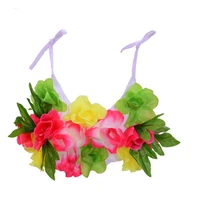 kid children hawaii leis flower bra girl dance performance floral dress costume tropical summer party halloween decorative props