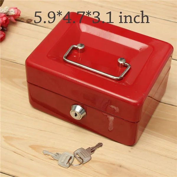 M size Red Keys Практичный мини-кассовый Копилка из нержавеющей стали с замком безопасности с замком, сейф, маленький, подходит для украшения дома, 3 размера - Цвет: M size Red Keys