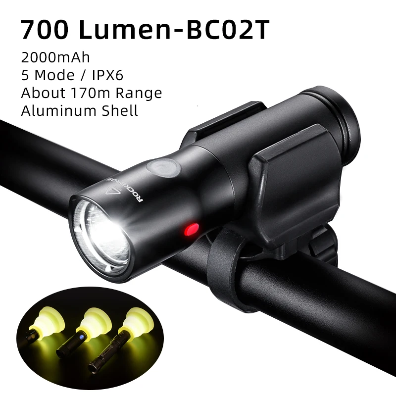BC02T601BCT01 ROCKBROS Велосипед Свет водонепроницаемый Led Внешний аккумулятор USB Аккумуляторная Сменный Аккумулятор 700 Люмен 2600mAh - Цвет: BC02T601BCT01