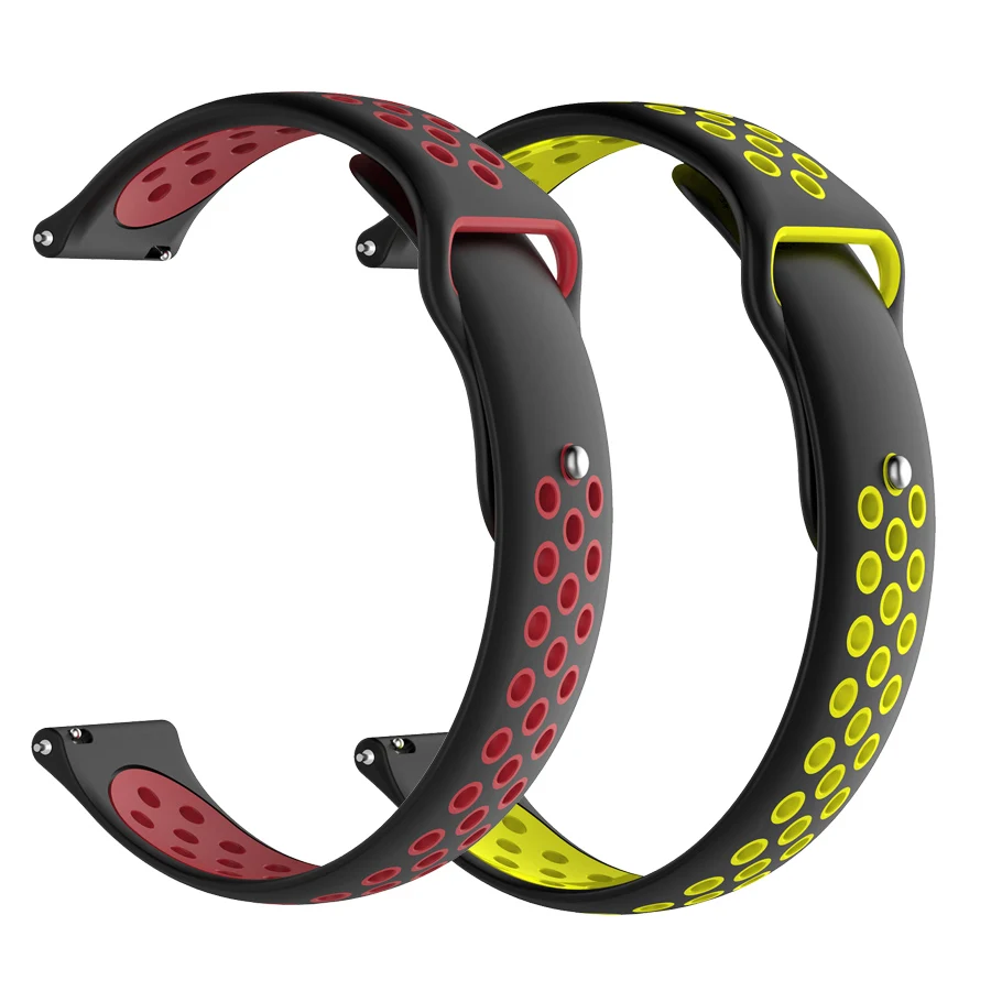 2 шт./упак. силиконовые ремешки для часов Ремешок для Huami Amazfit Bip наручный ремешок для часов для amazfit pace stratos 2s GTS GTR 42/47 мм браслет - Цвет: blackred-blackyellow