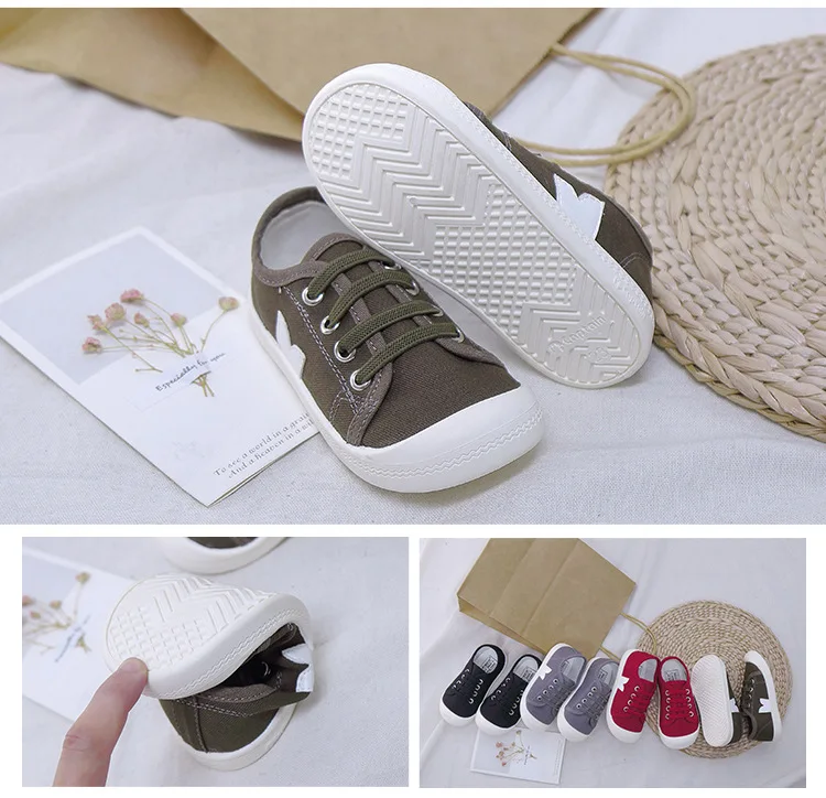 

2020 Autumn New Breathable Canvas Shoes for Boys Girls Soft Bottom Cookie Shoes Anti-Collision Children Rubber Anti-Slippery