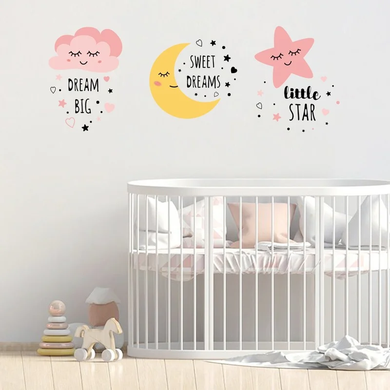 

Moon Star Clouds English Wall Stickers Children's Room Living Room Bedroom Creative Wall Stickers