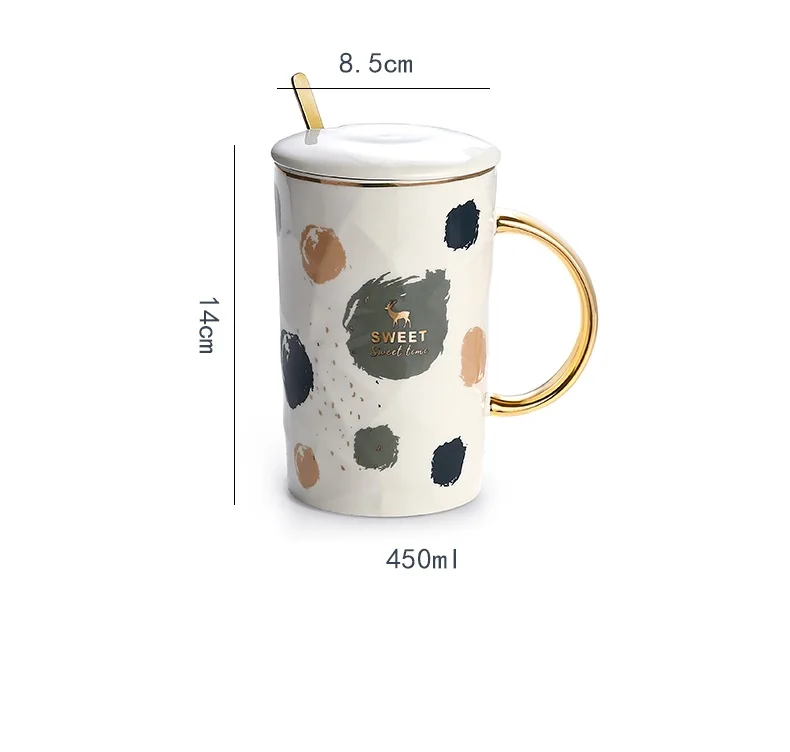 

Ceramic Mugs With lid an Spoon Couple Lover's Gift Morning Mug Milk Coffee Tea Breakfast Creative Cup