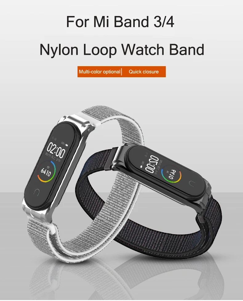 Нейлоновый браслет-петля для Xiaomi mi, ремешок 4/3, mi Band 4, аксессуары для Xiaomi mi, ремешок 3, сменный ремешок
