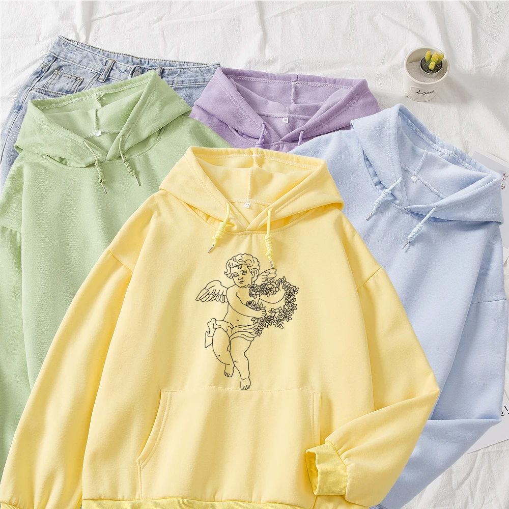 

Креативный зимний свитер в Корейском стиле с принтом «Линия Ангела», уличная Толстовка в стиле панк, женская модная Толстовка в стиле Харад...