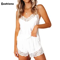 cashiona women two piece set 2021 summer new patchwork lace top casual loose shorts set white black ladies tracksuit sleepwear