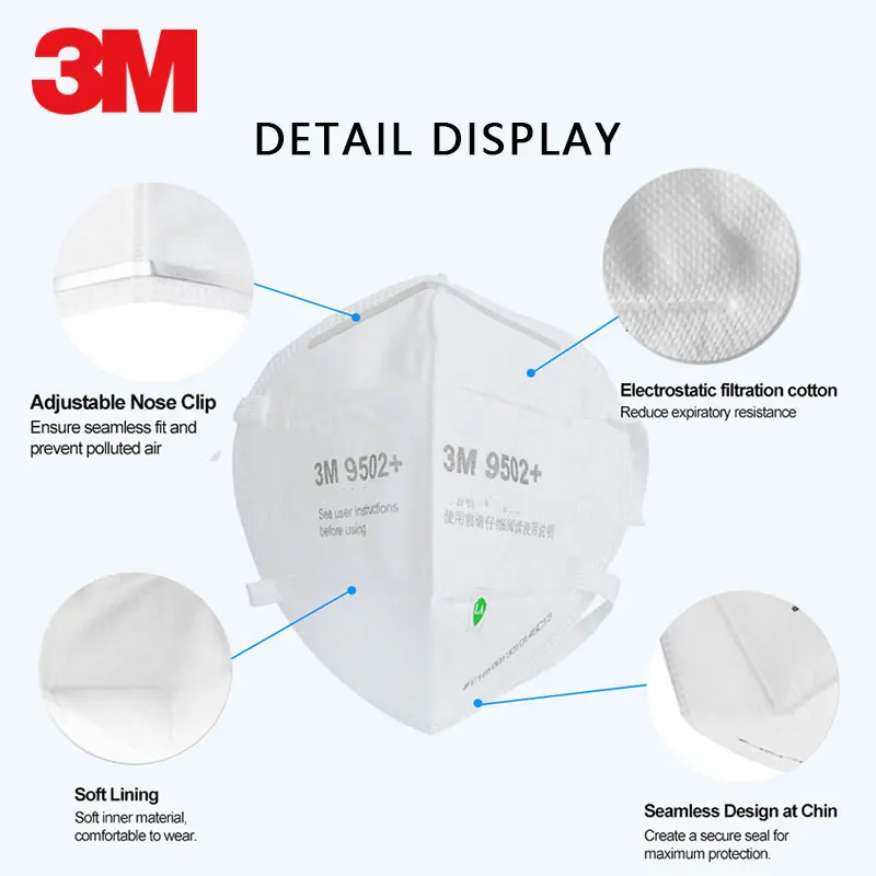Маска-респиратор 9501 + 9502 3 М многослойные маски-фильтры от пыли PM2.5 защитная маска