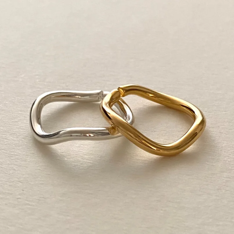 

Simple Design S925 Sterling Silver Adjustable Bending Rings For Women Ring 2021Trend Silver 925 Jewelry All-Matched Charms