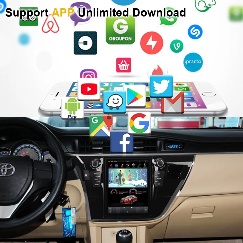 Автомобильный GPS-навигатор с вертикальным экраном в стиле Tesla Android 9 0 для TOYOTA COROLLA