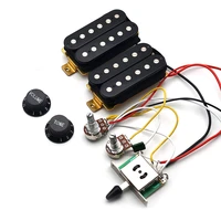 guitar humbucker pickups with 3 way switch 500k potentiometer 1t1v wiring harness prewired blackwhite