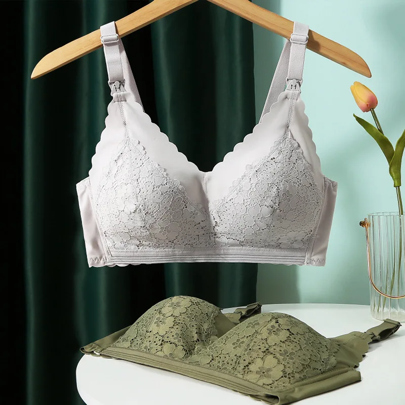 

MINDYGOO High Quality Custom Logo Factory 100% Cotton Gathered No Rims Lace Breathable Breast Feeding Bra