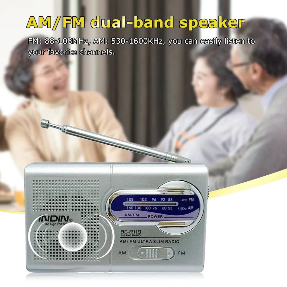 Dual Band AM/FM Radio Receiver Portable radio Built-in Speaker with a Standard 3.5MM Headphones Jack Silver grey AM FM | Электроника