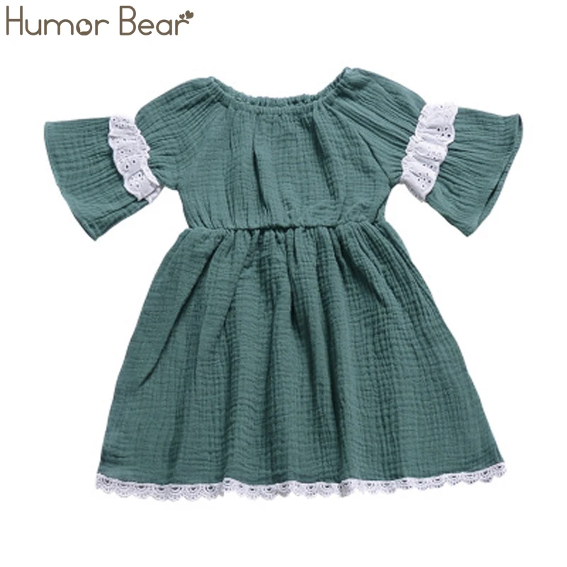 Humor Bear/детская одежда; весенне-летние платья для девочек; модные кружевные вечерние платья принцессы для девочек с кукольным воротником и пышными рукавами - Цвет: BZ739 green