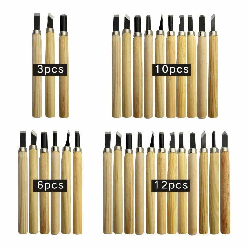 12pcs/10pcs/6pcs/3pcs Professional Wood Carving Chisel Knife Hand Tool Set for Basic Detailed Woodworkers | Инструменты