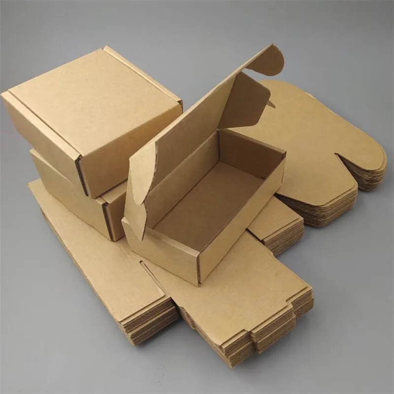 100 шт. 7 см-11 см маленькая коричневая почтовая коробка без рисунка плоская крафт из