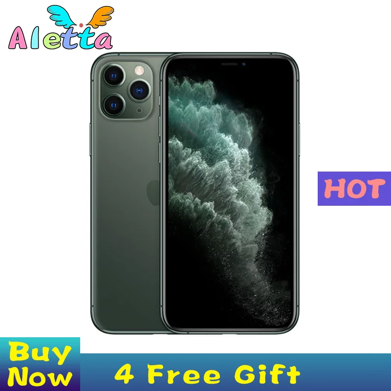 Перейти на Алиэкспресс и купить Разблокированный Apple iPhone 11 Pro Max 6,5 inch Face ID NFC ROM 64 Гб/256 Гб Смартфон A13 гекса-core Apple Pay