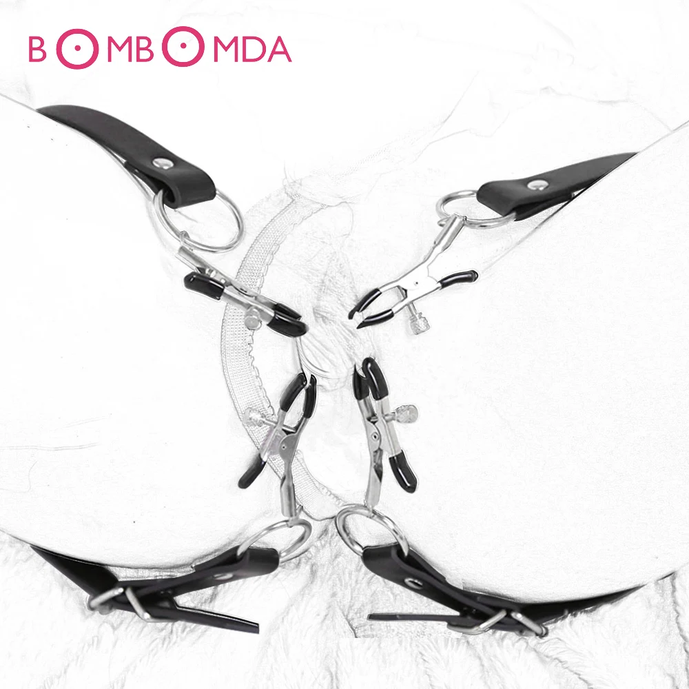 БДСМ зажимы для сосков клиторные Кожа Связывание обмотка вокруг бедра