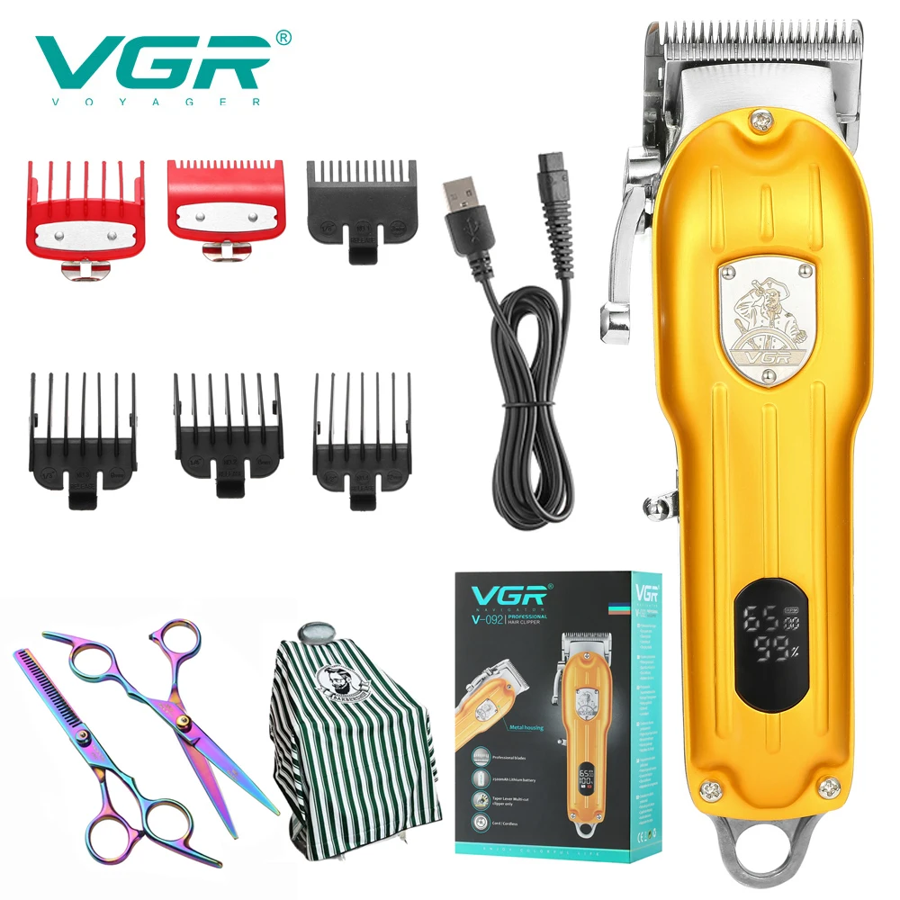 

VGR V-092 полностью Металлическая Беспроводная Машинка для стрижки волос с ЖК-дисплеем 6500 об/мин мощные электрические машинки для стрижки воло...