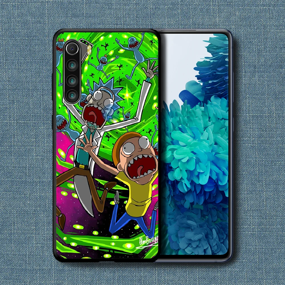 

Funny Cartoon Rick or Morty Phone Case For Xiaomi Redmi Note 7 8 8T 9 9S 4X 7 7A 9A K30 Pro Ultra black Back Trend Coque Luxury