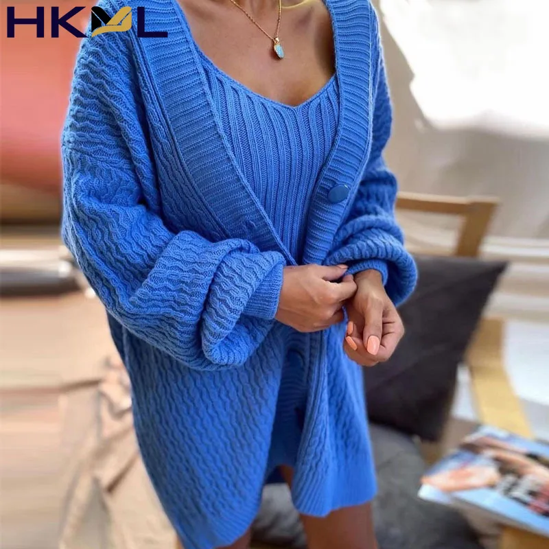 

2021 Winter Women Oversized V Neck Knitted Long Sleeve Cardigans Tops Casual Sexy Club Sweater Outwear