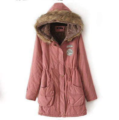 Pink Lusumily новые зимние военные Пальто для женщин хлопок капюшон с подкладкой куртка длинная Повседневная парка толщина размера плюс 3XL пальто Зимняя верхняя одежда - Цвет: Pink