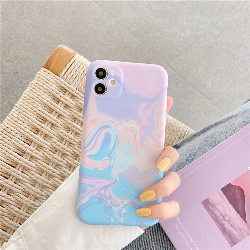 

Colorful Marble Case For iPhone 12 Pro 11 Pro Max SE 2020 XR XS Max X 7 8 Plus Gradient Floral Luxury Back Cover