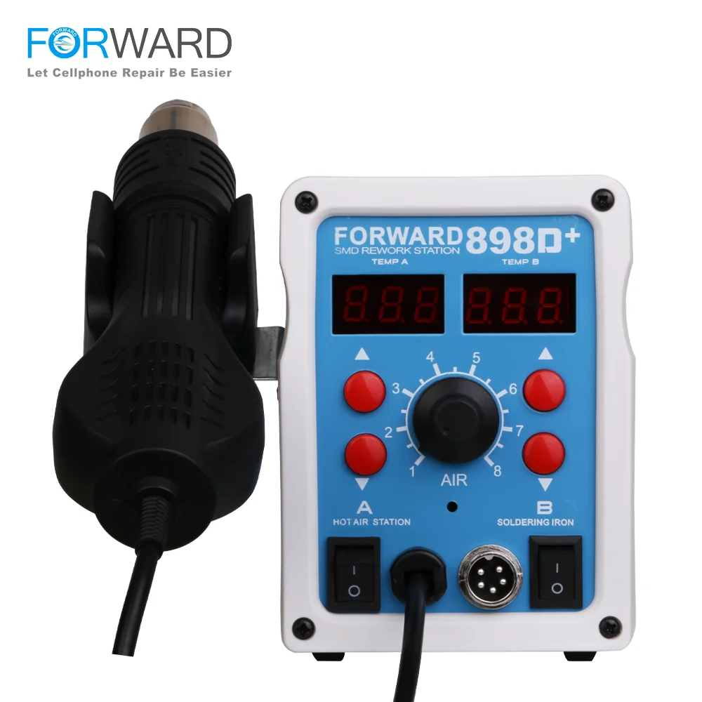 forward 898d smd desoldering stations with hot air gun for repairing mobile phones lead free soldering free global shipping