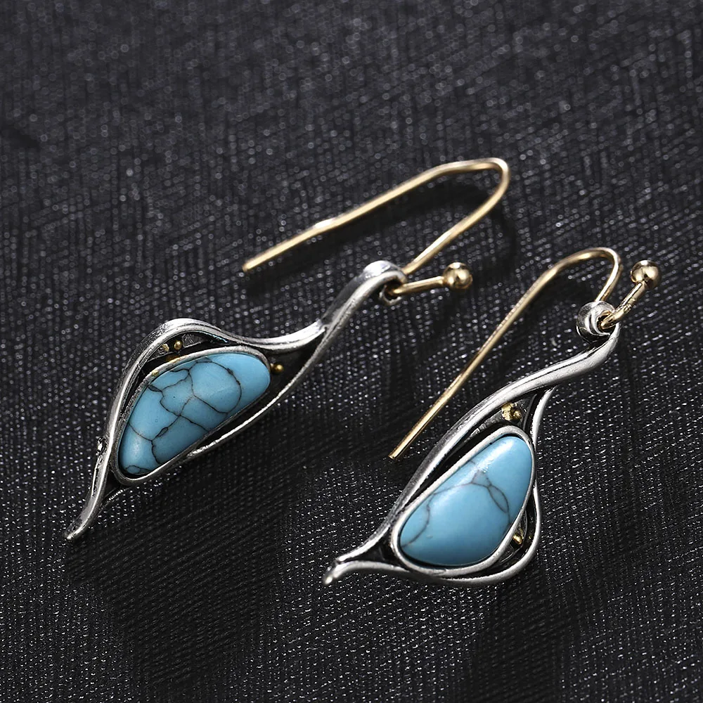 Vintage Indian Jewelry Silver Color Moonstone Pearl Ear Hook Dangle Drop Earrings - Perfect Gift image 4